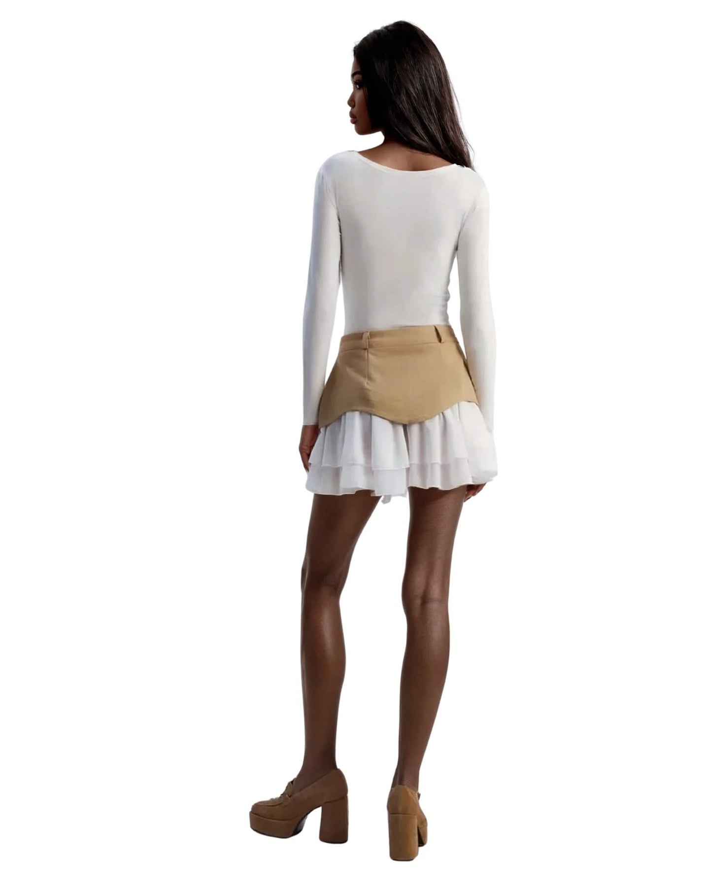 Y2K Ruffle A-Line Denim Skirt