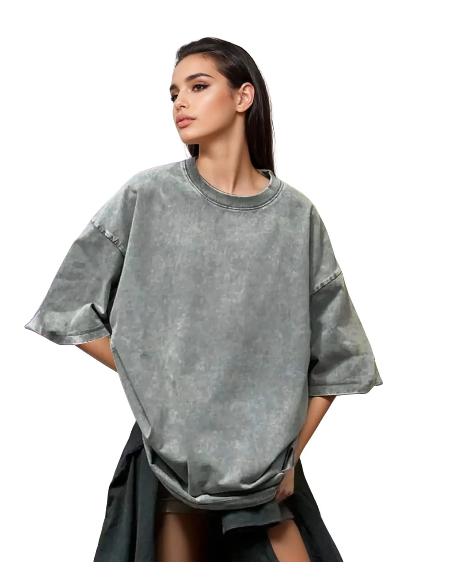 Camiseta de algodón lavada de gran tamaño