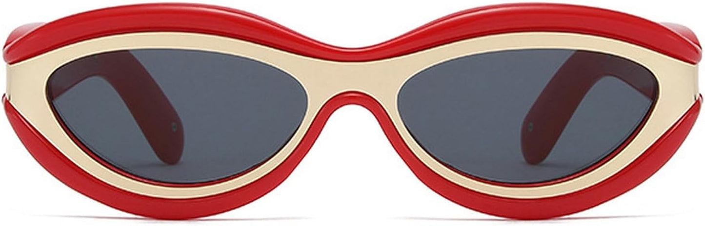 Cat Eye Sunglasses for Women Cute Oval Thick Frame Y2K Accessories Sun Glasses Chic Retro Style Shades