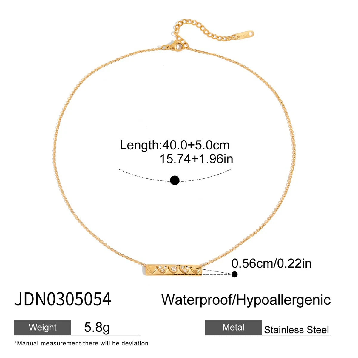18K Gold Rhinestone Love Pendant Necklace – Elegant Women's Jewelry