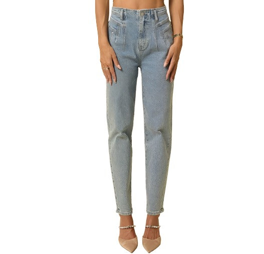 High Waist Seamed Tapered Jeans