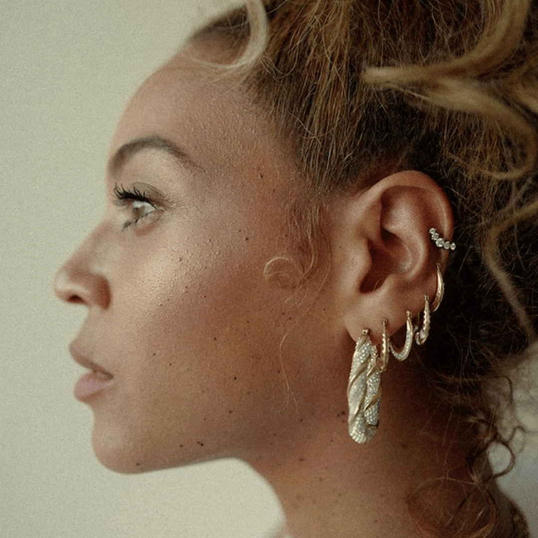 Beyonce wearing earrings