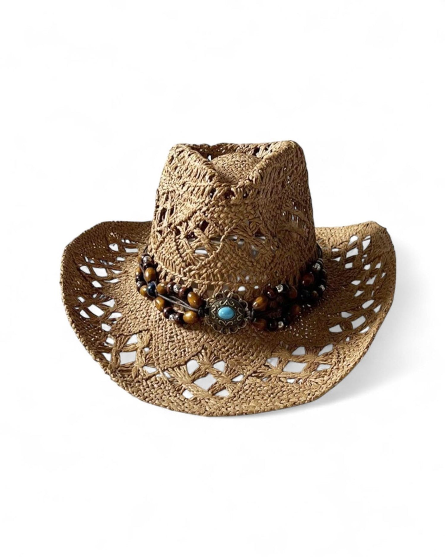 Vintage Straw Beach Cowboy Hat – Boho Chic Sun Cap