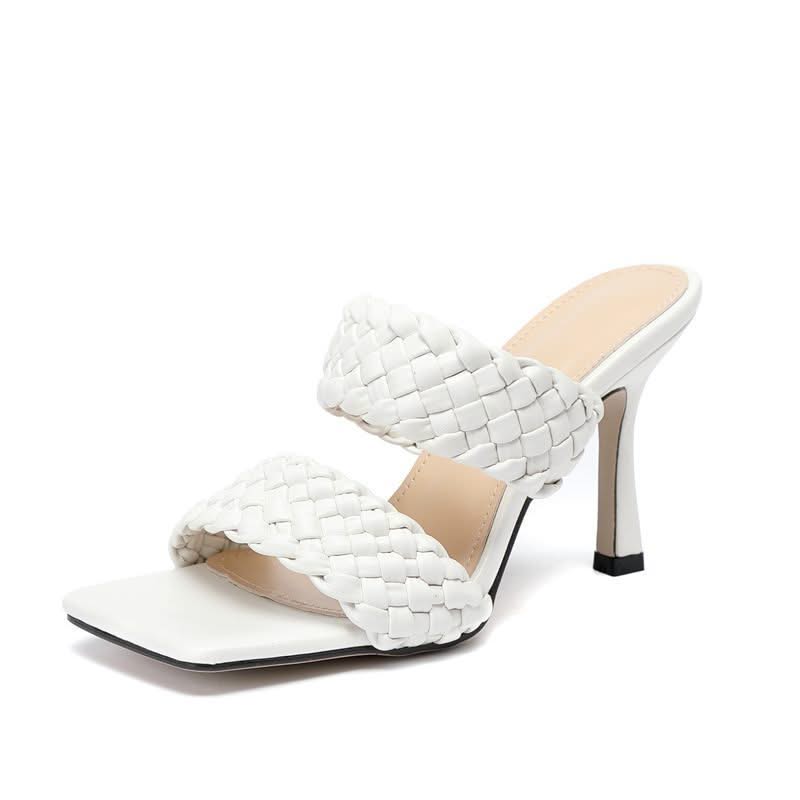 Woven Strap High-Heeled Sandals