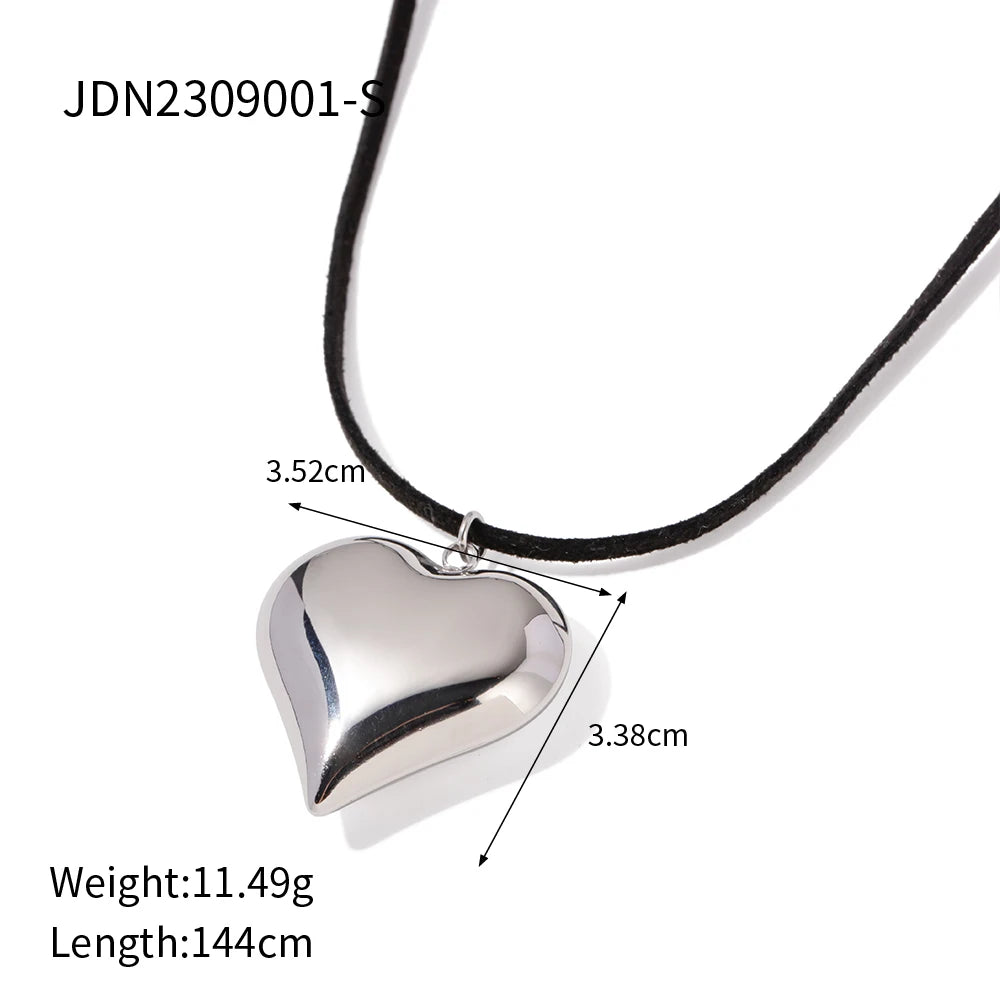 Size details of Adjustable Cord Necklace with Silver Heart Pendant