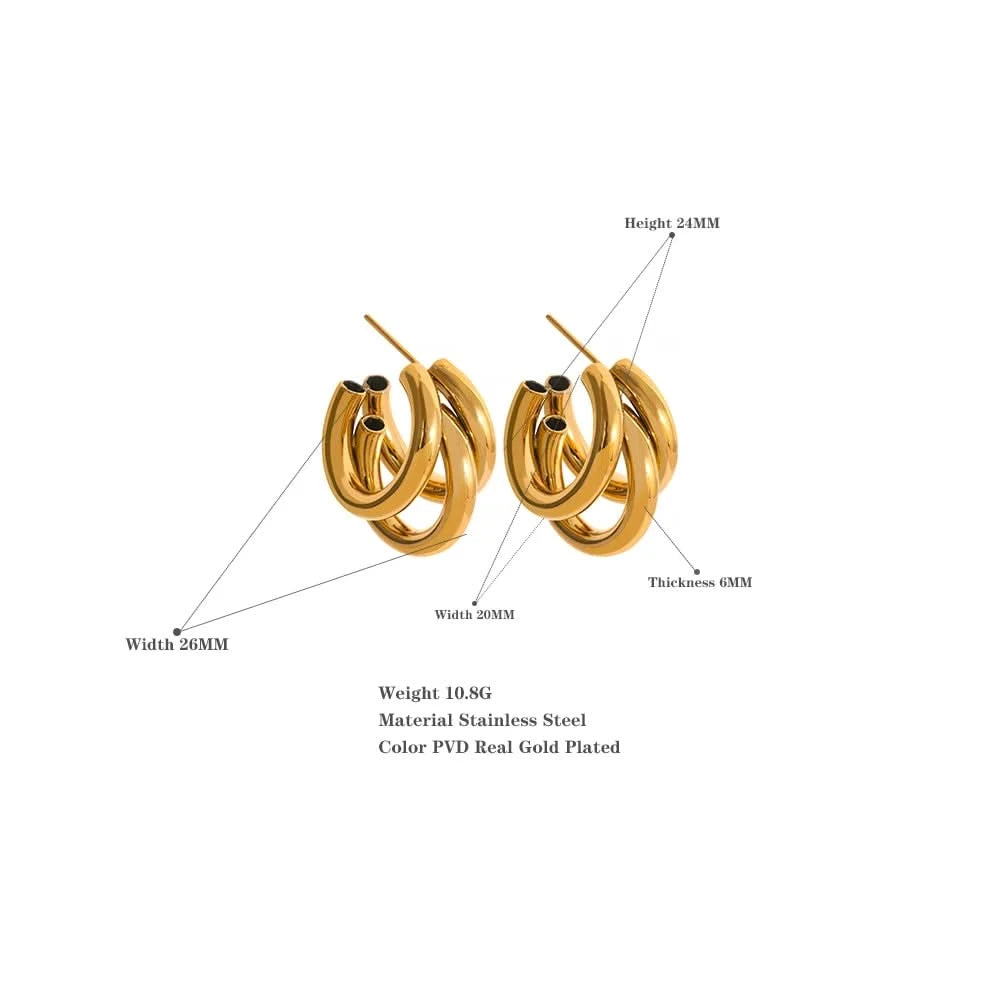 Aureate Intertwine Hoop Earrings - Size Details