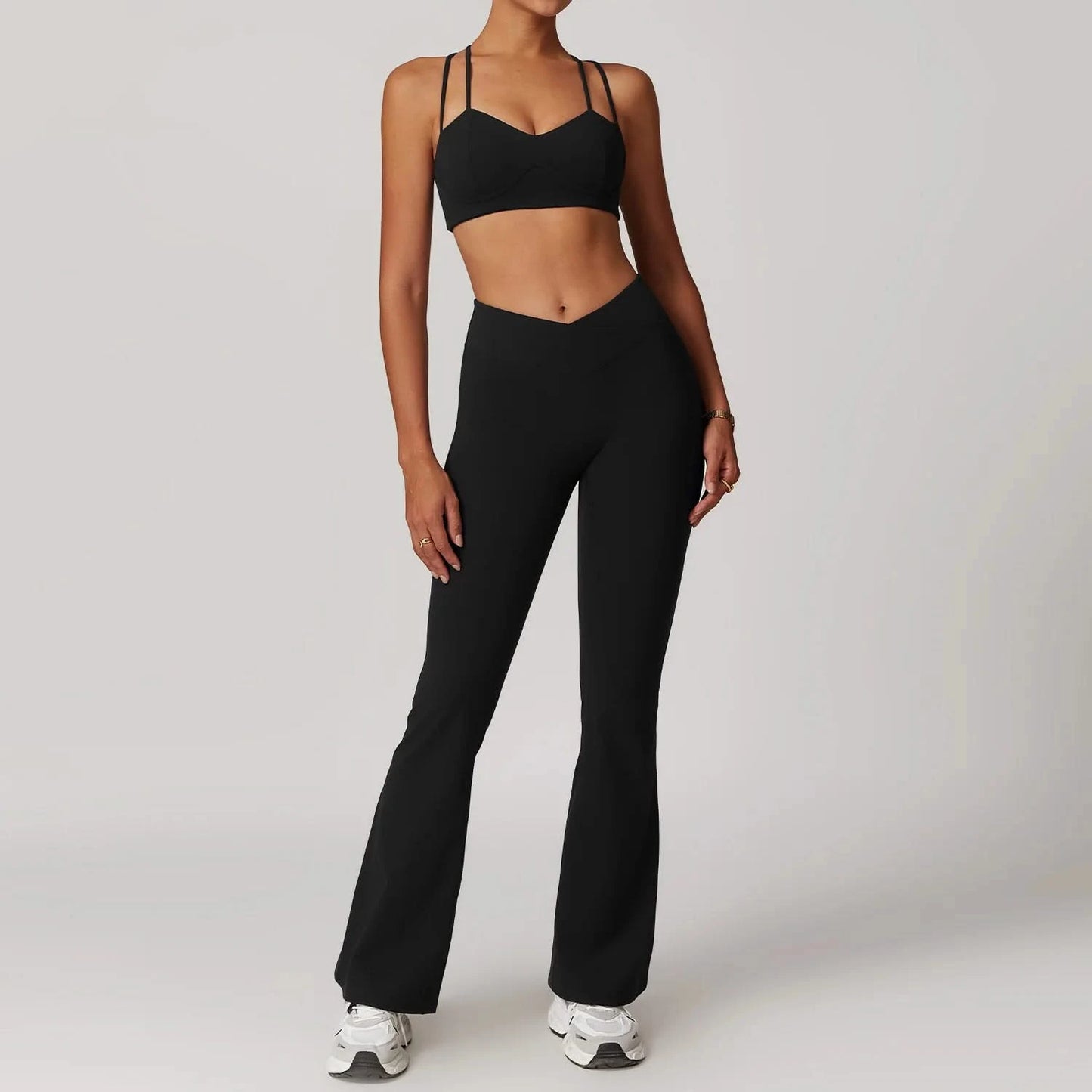 Black Women's Fitness Leggings Set - 2