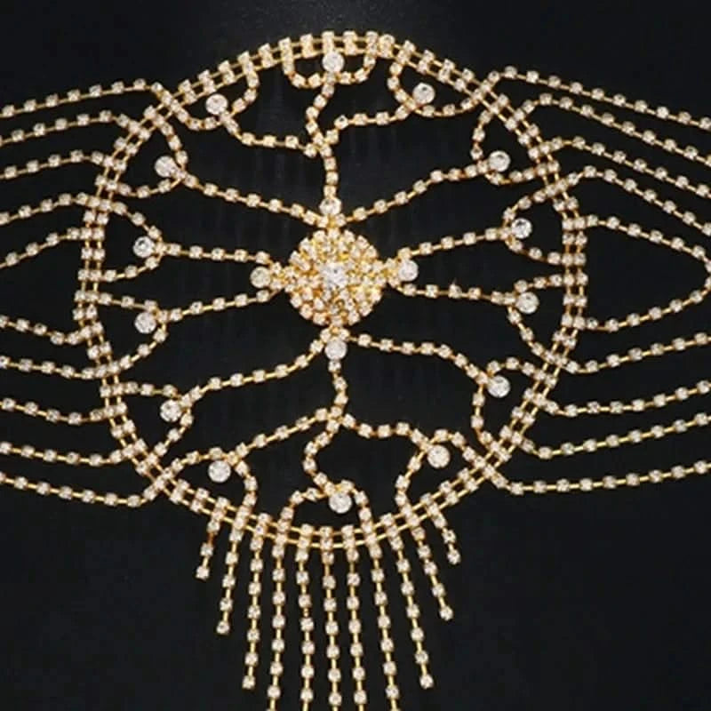 Close-Up version Gold Tassel Headpiece
