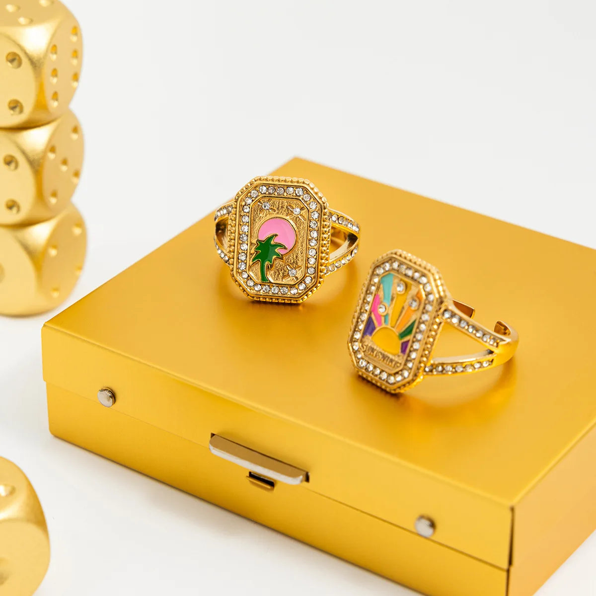 Engraved Tarot Rings - Vintage Zircon Jewelry