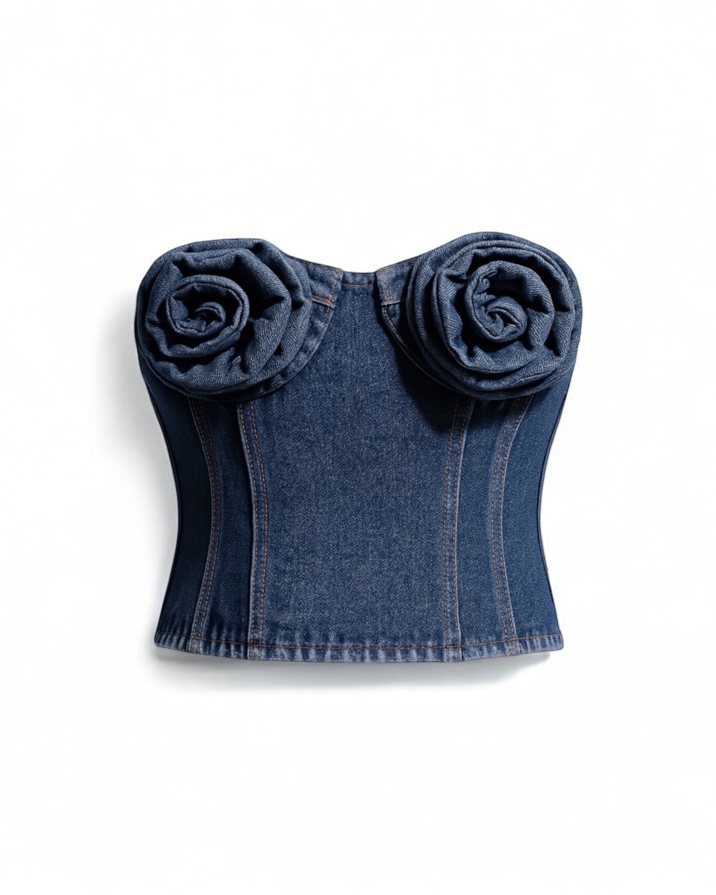 Floral Denim Tube Top - Backless Bombshell