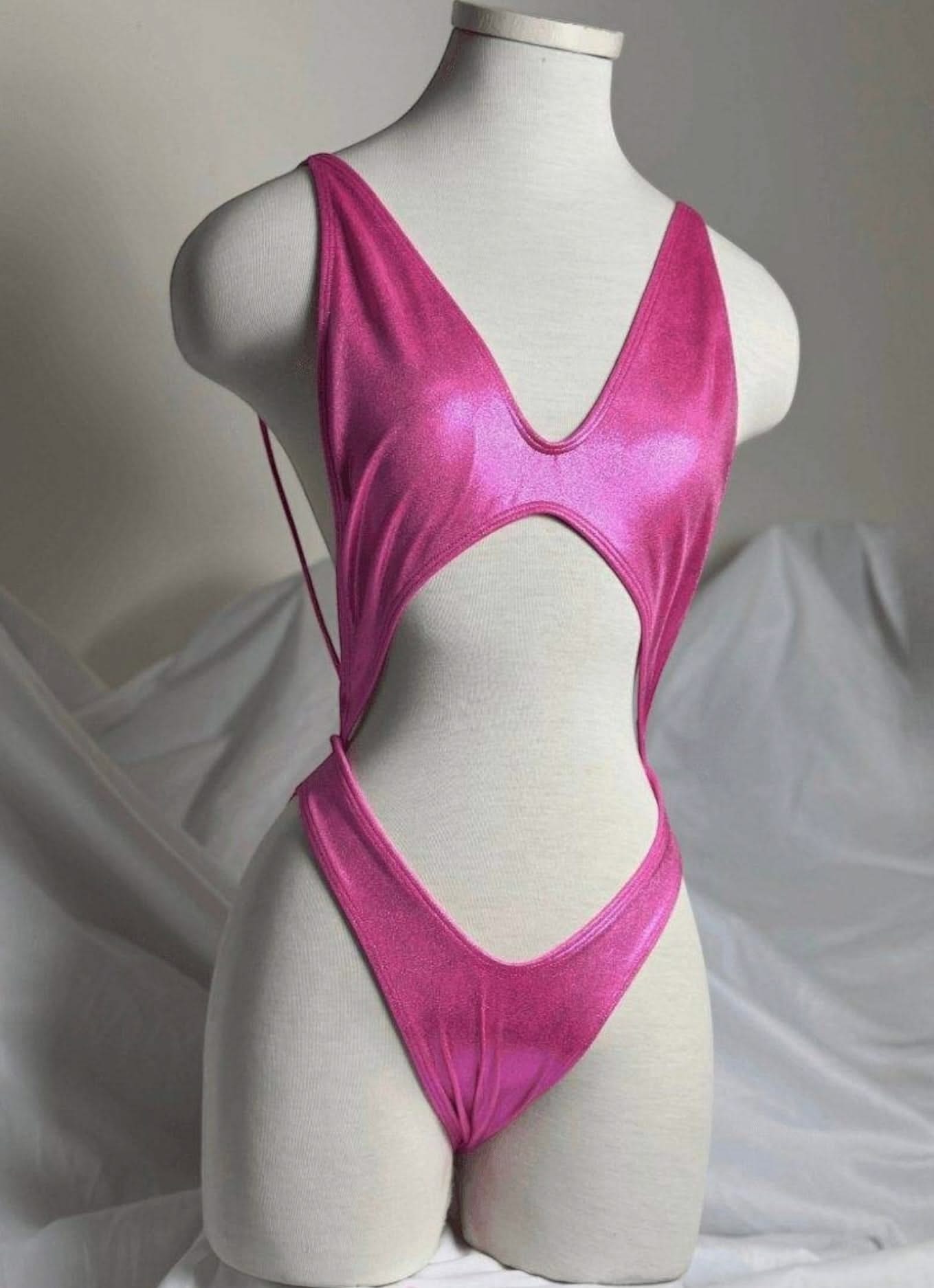 Pink Monokini Swimsuit - detail shot