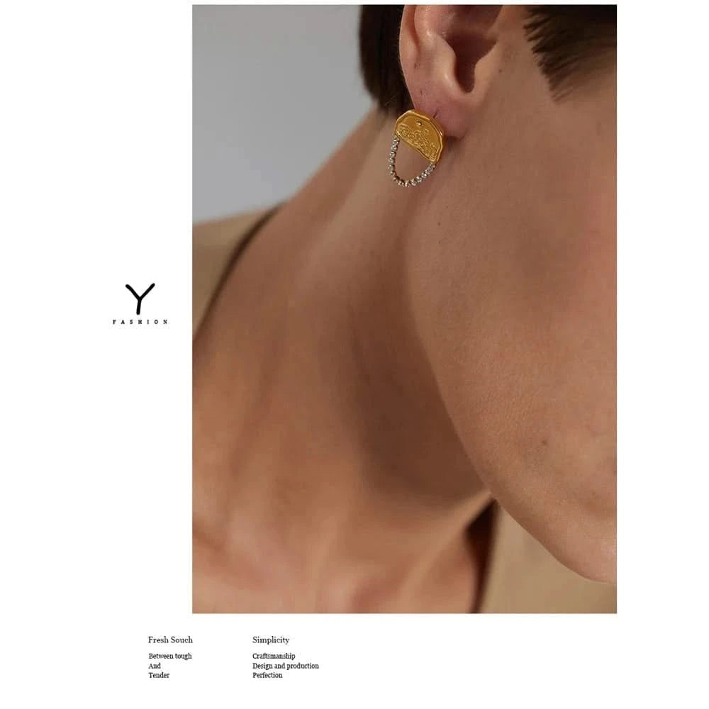 Stainless Steel Cubic Zirconia Geometric Stud - Mabel Love Co