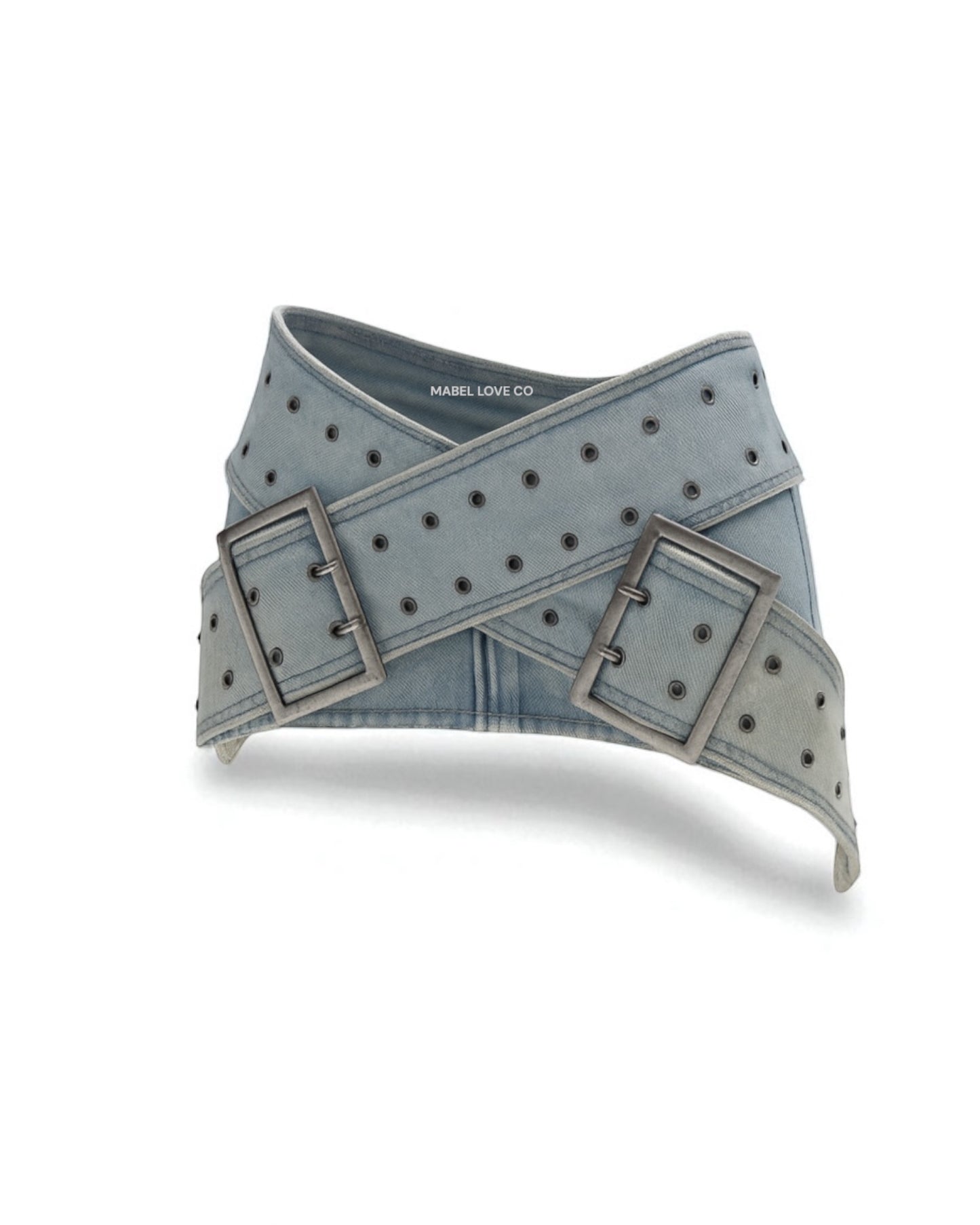 micro belt mini denim skirt