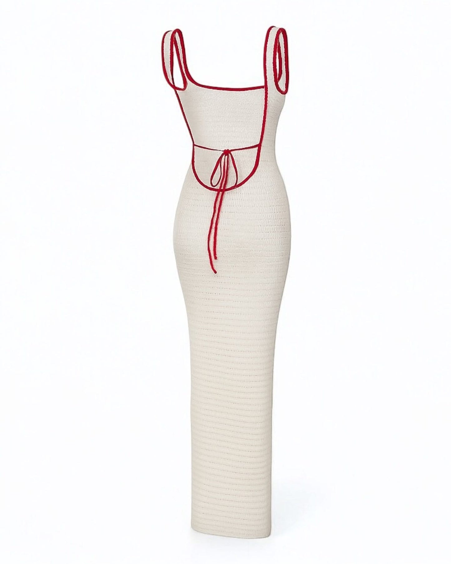 White Knit Maxi Dress - Backless & Bodycon