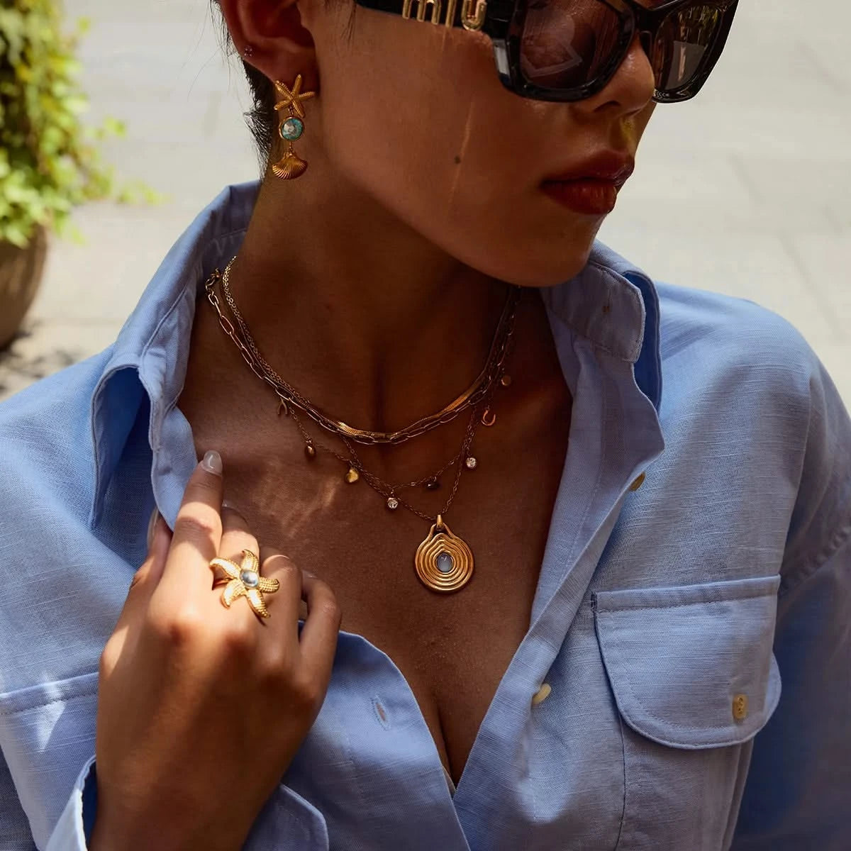 Luxury Stone Starfish Earrings – Summer Chic