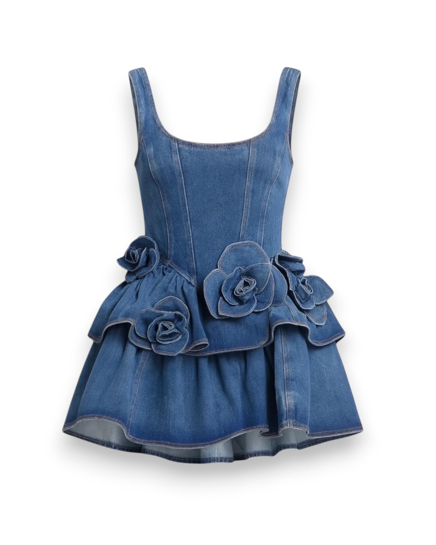 Summer 3D Floral A-line Denim Dress