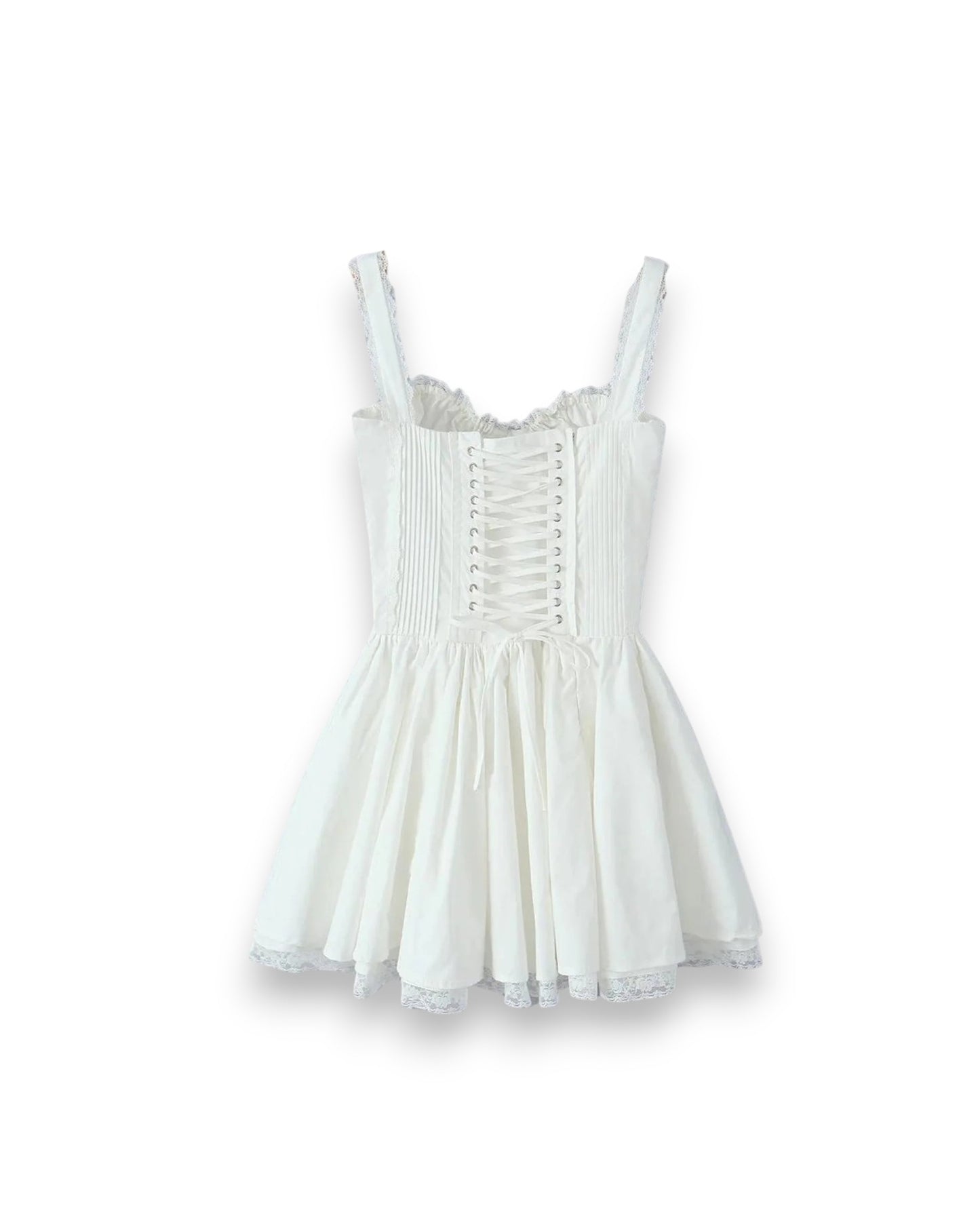 White Lace Up Corset Mini Dress