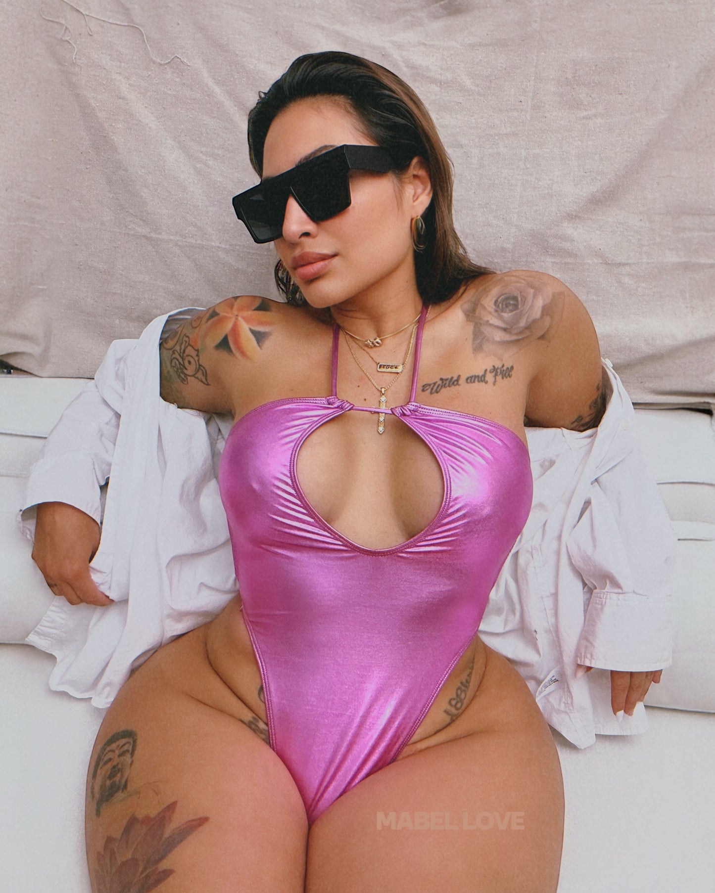 Pink Metallic One Piece - Glamorous Partywear