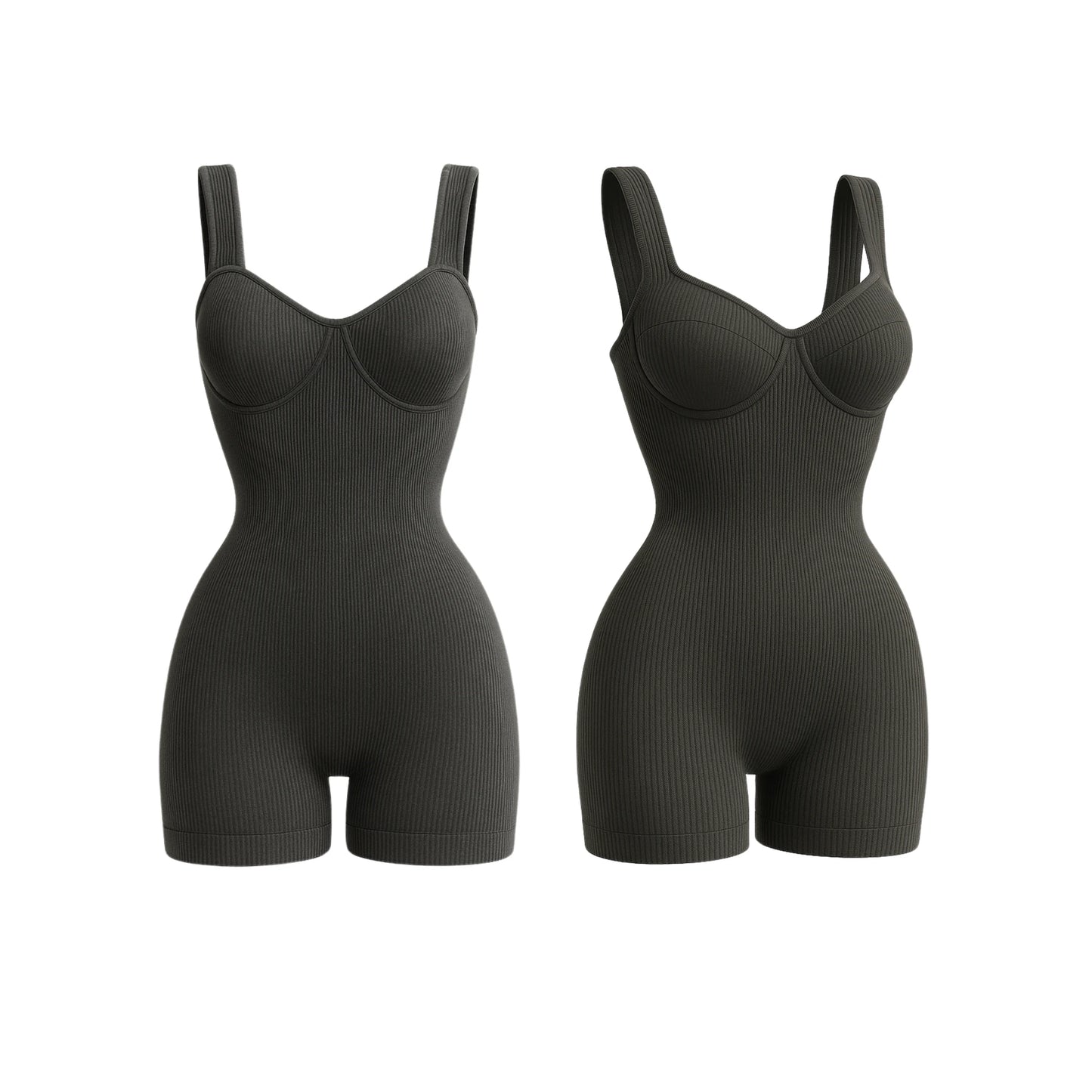 Black Ribbed Romper