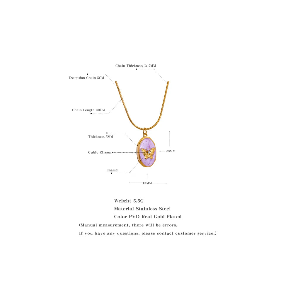 Size Details of Cloisonne Butterfly Pendant Necklace