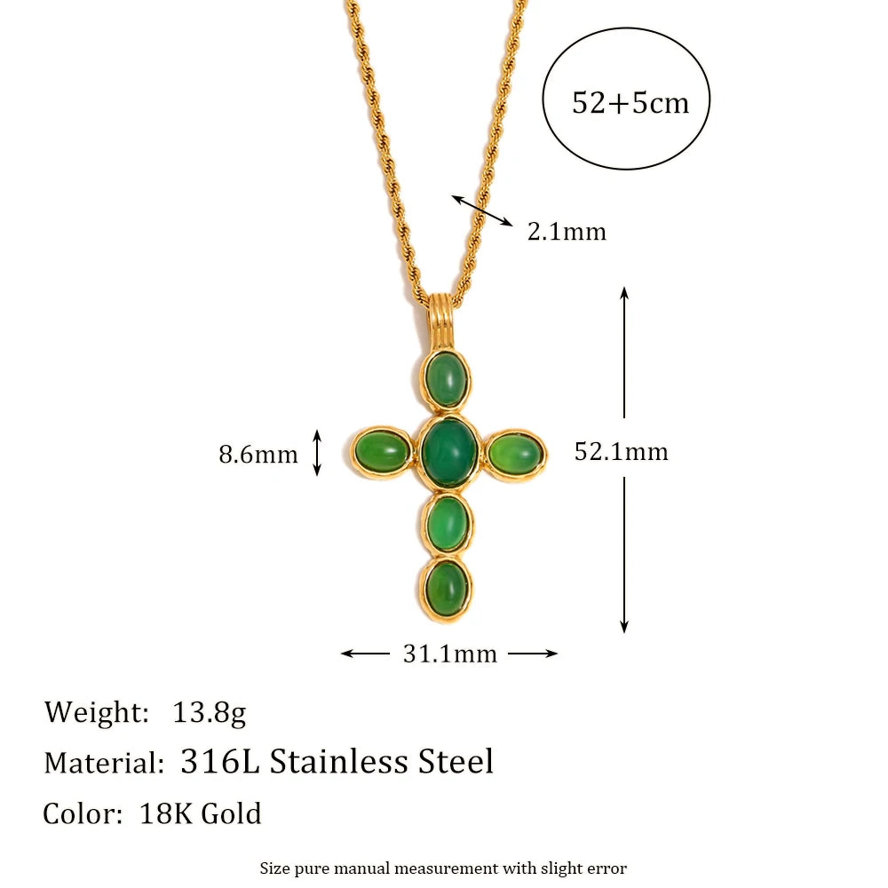 Red Radiant Cross Pendant Necklace