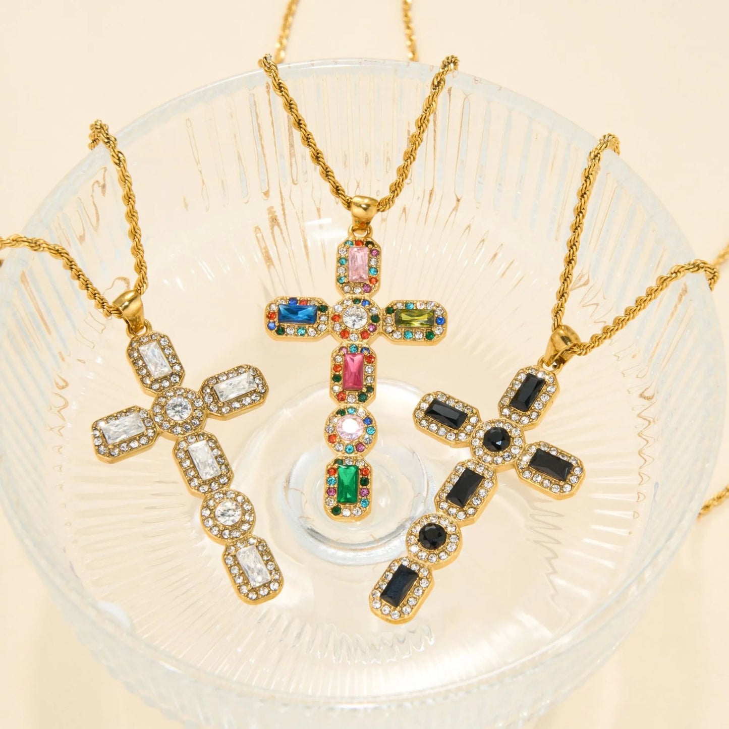 Black Cross Zircon Necklace