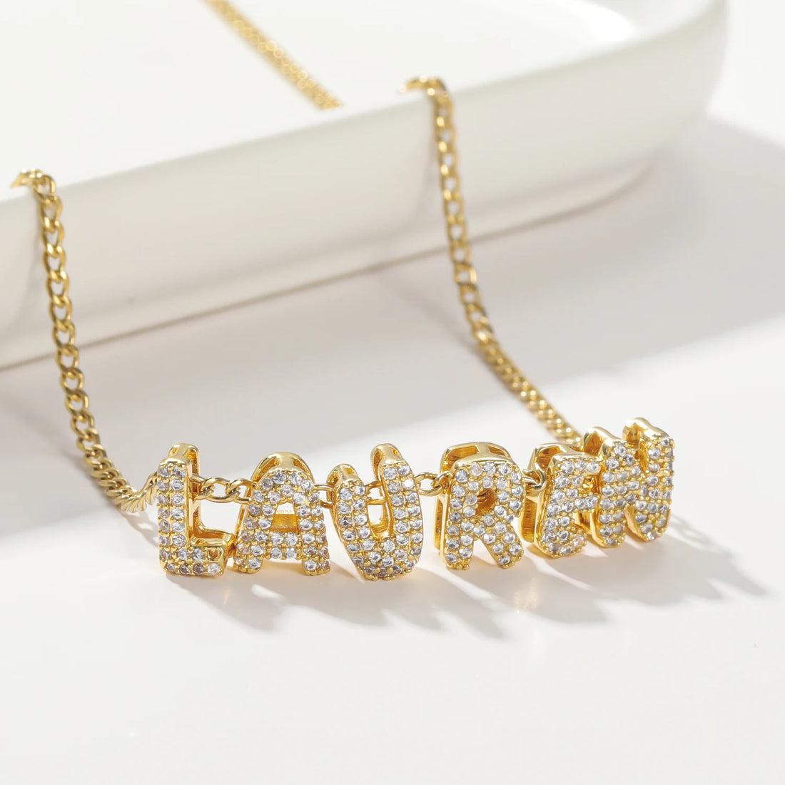 Close-up photo of Necklace with 3D Bubble Initial Letters