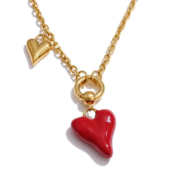 Enamel Heart Drop Necklace product image 1 of 16
