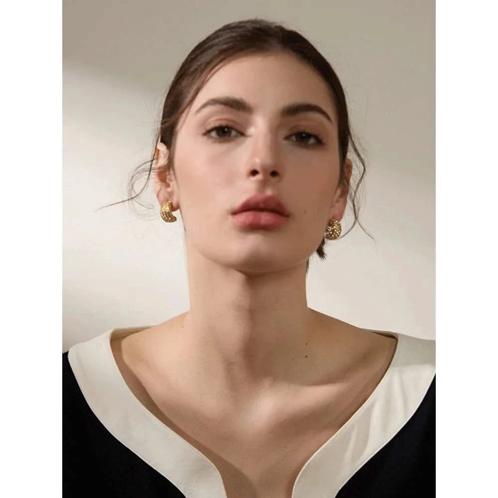 Sample wearing of Huggie Hoop Earrings