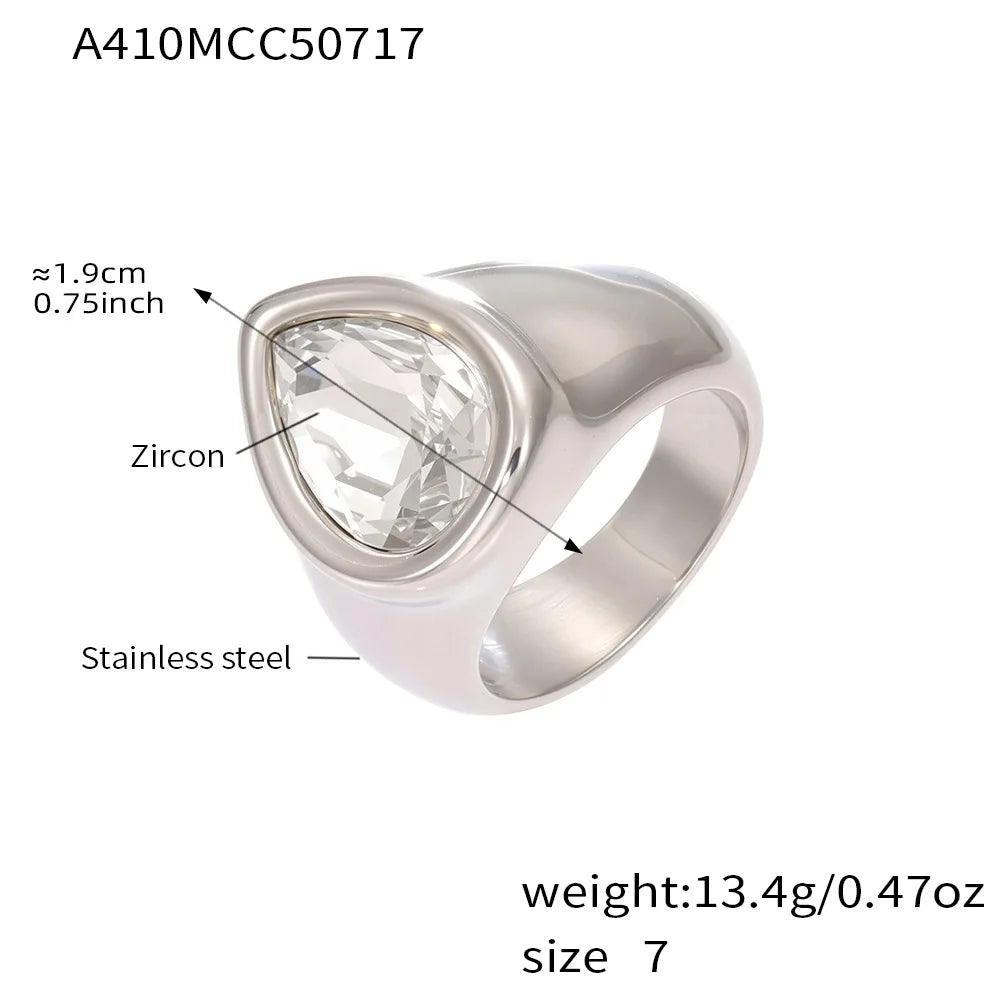 5A Zircon Water Drop Rings – Elegant Party Jewelry - additional view 7