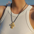 Sample wearing of Gold Plated Cross Pendant Necklace