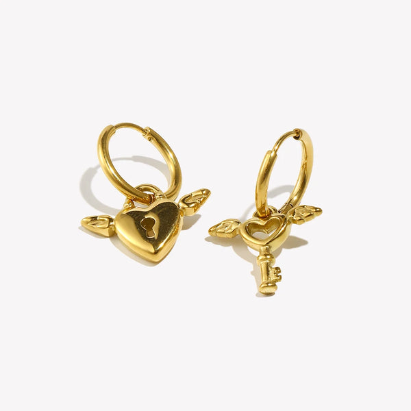 Eden Angel Cupid Heart Small Hoop Earrings