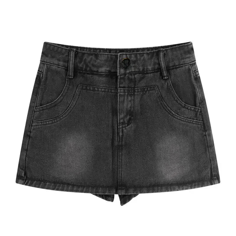 Vintage High-Waisted Denim Shorts Skirt Women's Spring Autumn New Style Slimming Petite A- Line Skirt Trendy Fashion
