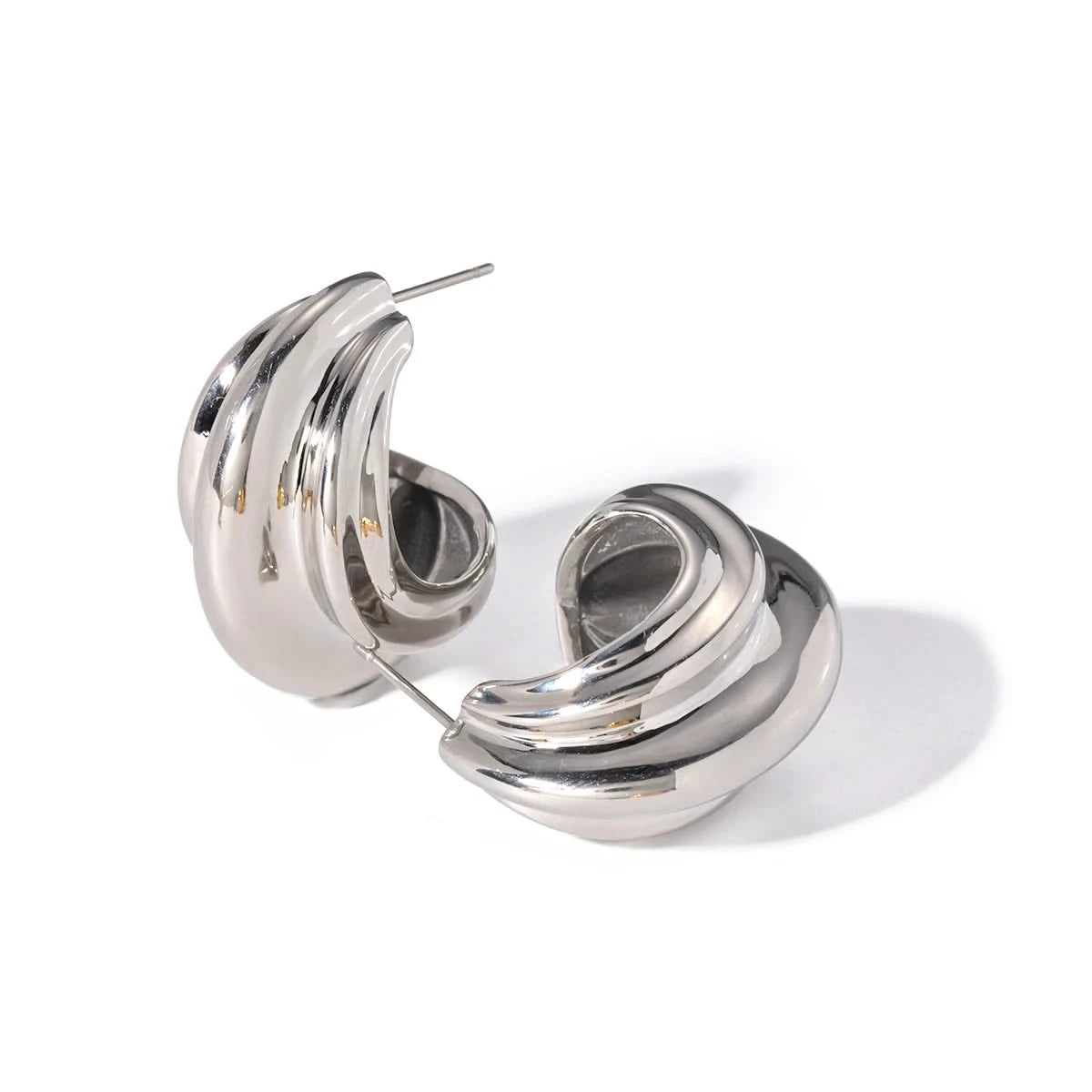 Silver Modern Waves Earrings