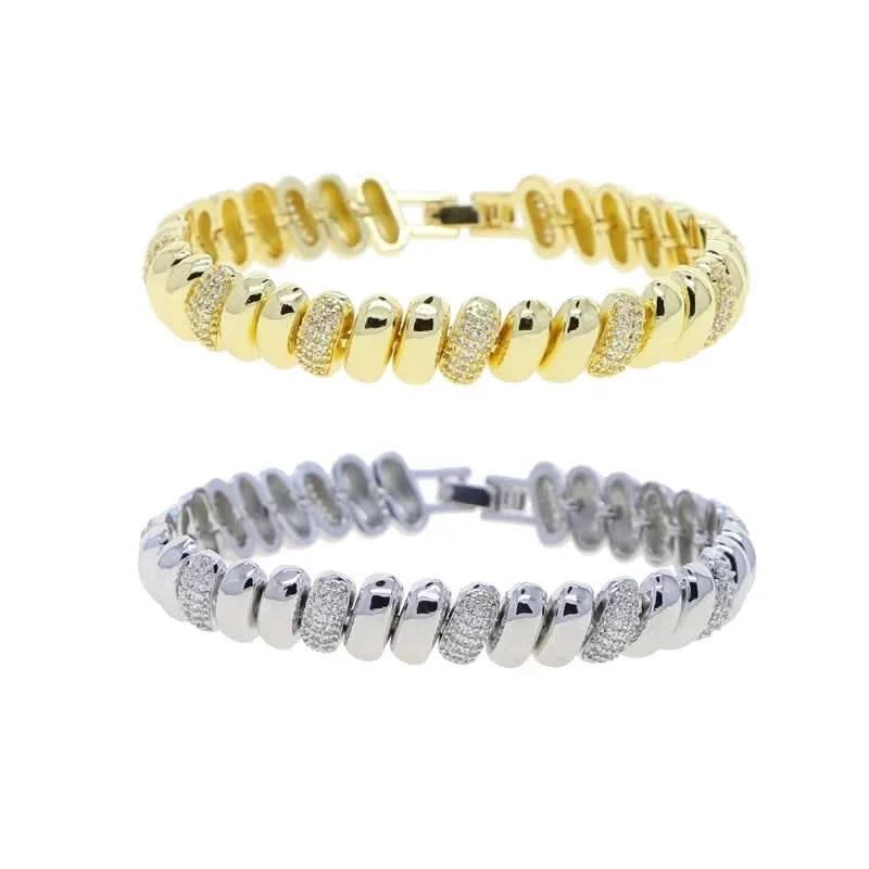 Silver Paved Snake Chain Bracelets