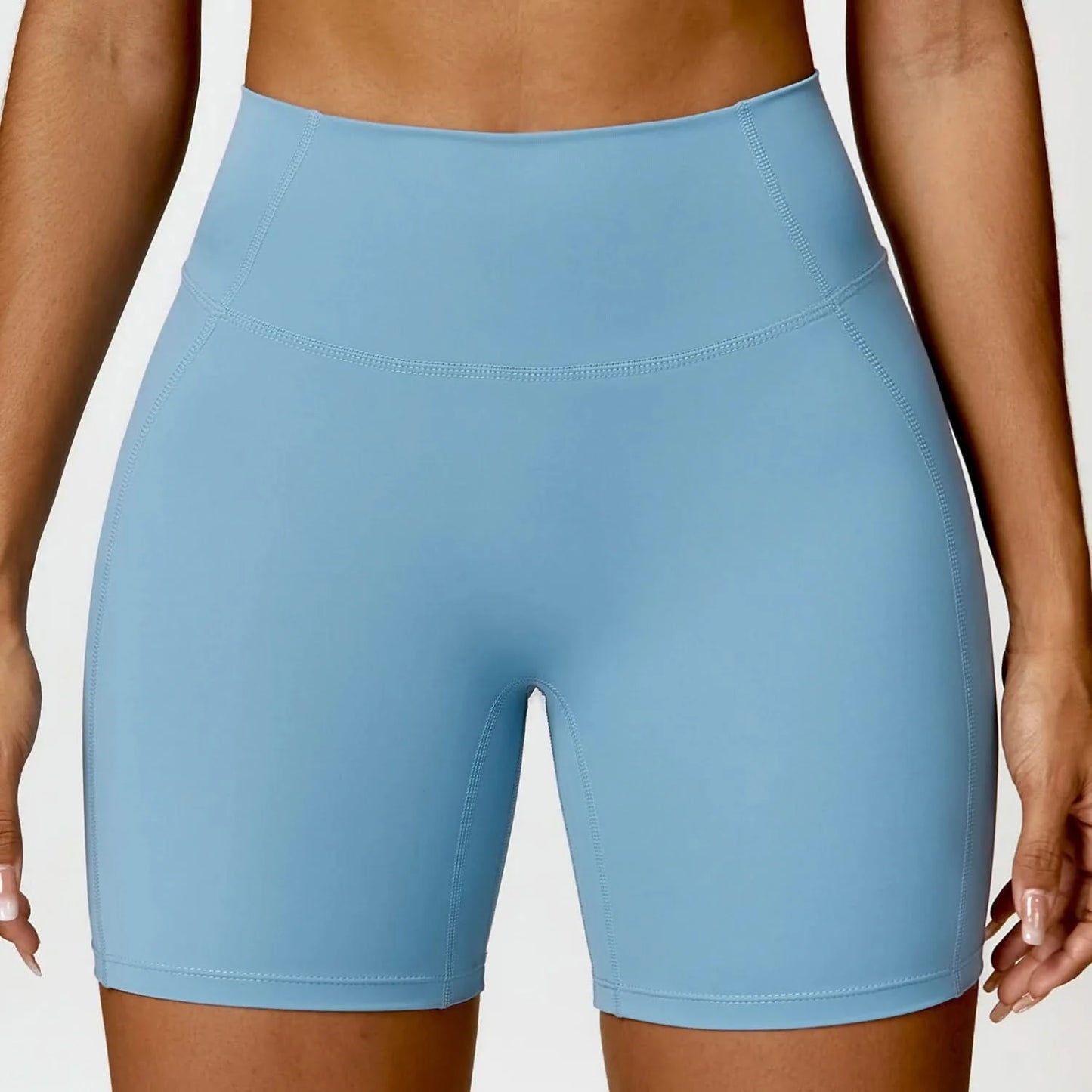 Sky Blue High Waist Yoga Shorts