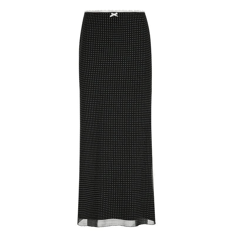 Y2K Black Maxi Skirt - Streetwear Chic Bow