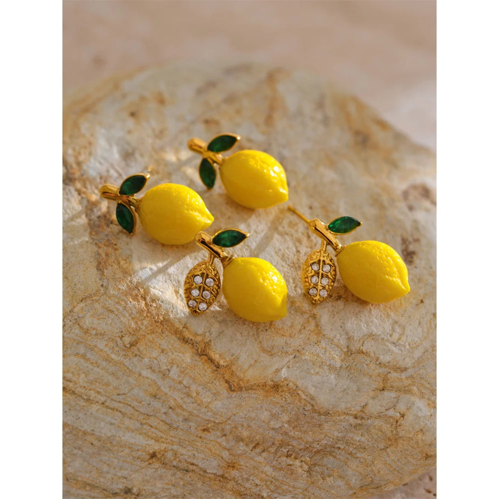 Yellow Zirconia Lemon Earrings