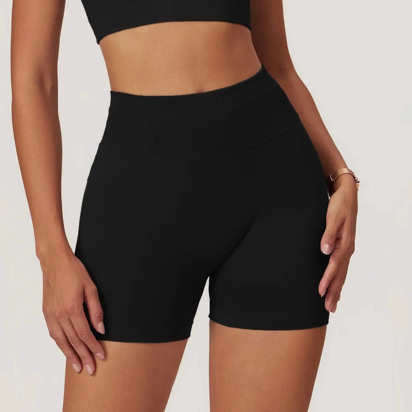Black High Waist Workout Shorts
