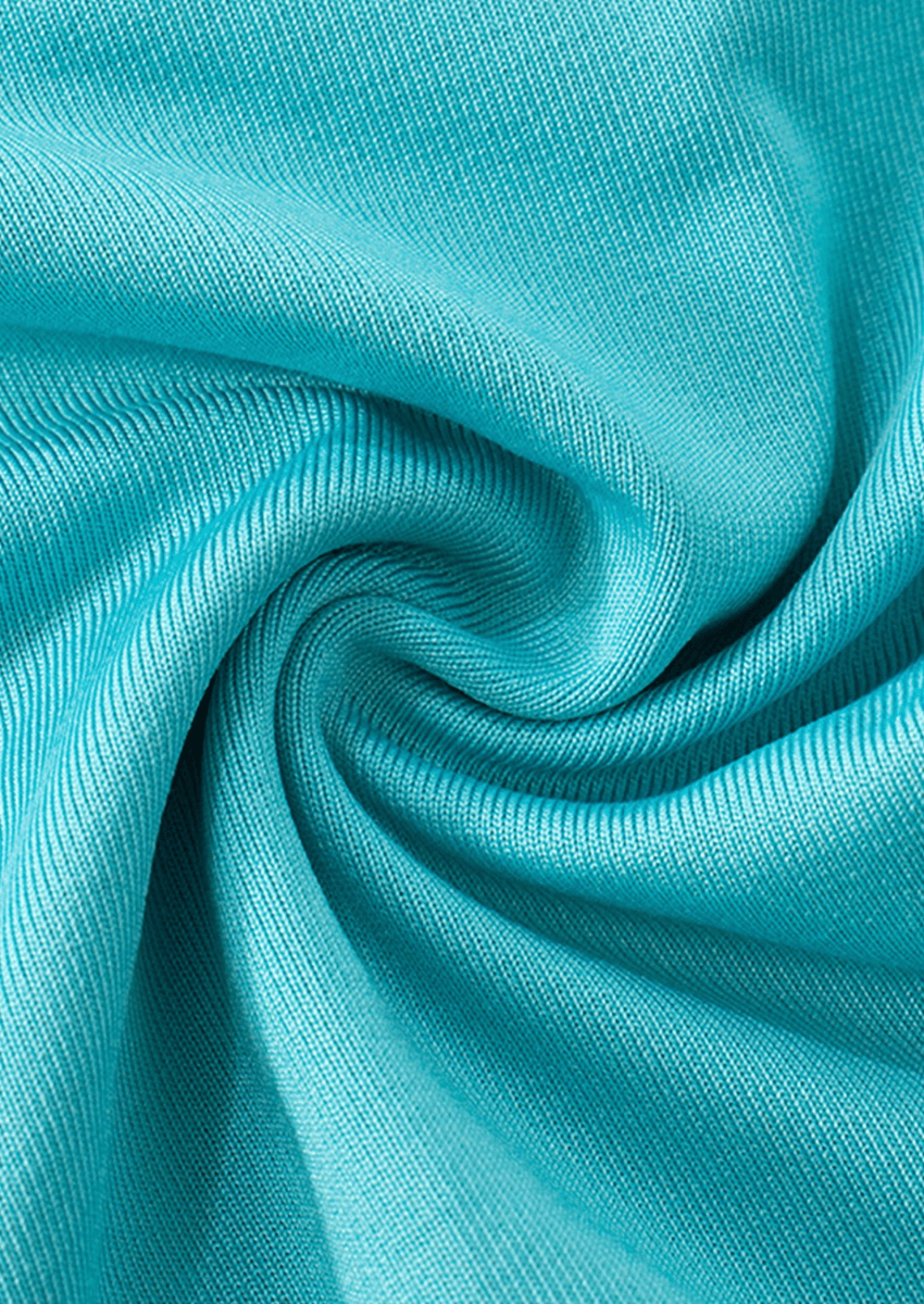 Asymmetrical Draped Set - Turquoise Fabric Details