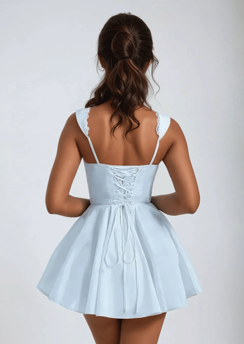 Baby Blue Lace - Trim Mini Dress