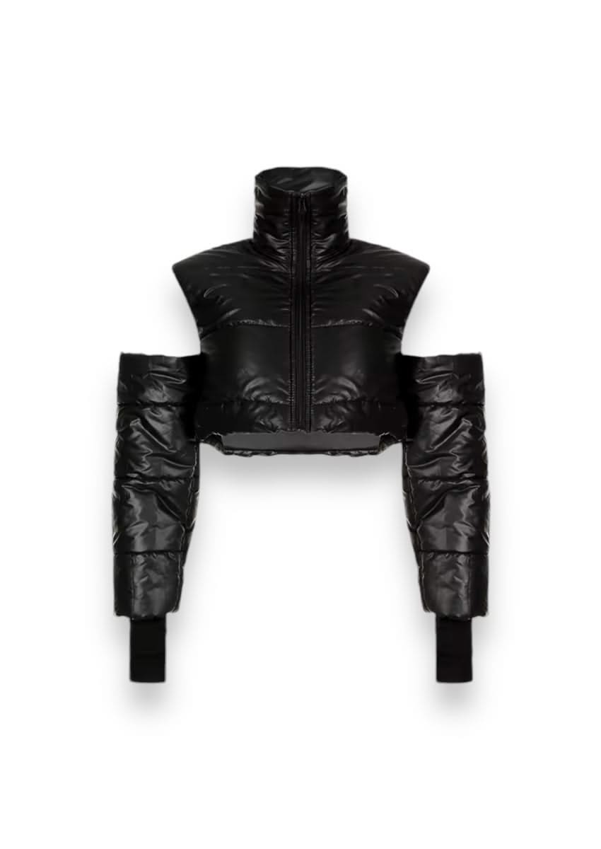 Black Cropped Puffer Jacket