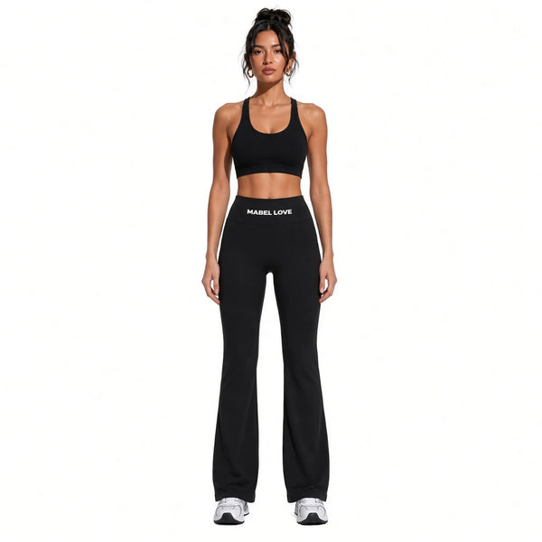High-Rise Flare Leggings — Black front