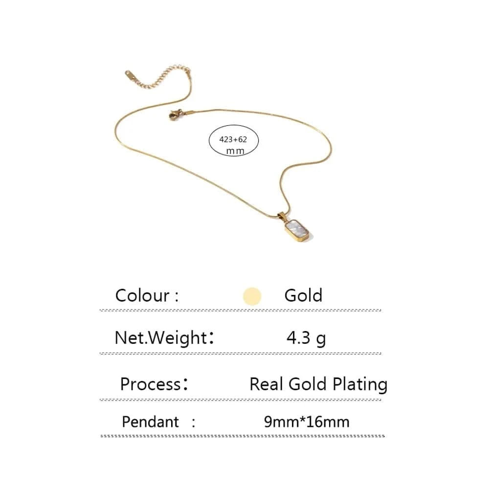 Black Rectangle Pendant Necklace