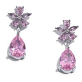 316 Stainless Steel Luxury Colorful AAA Cubic Zirconia Flower Exquisite Bling Earrings High Quality Fashion Party Jewelry