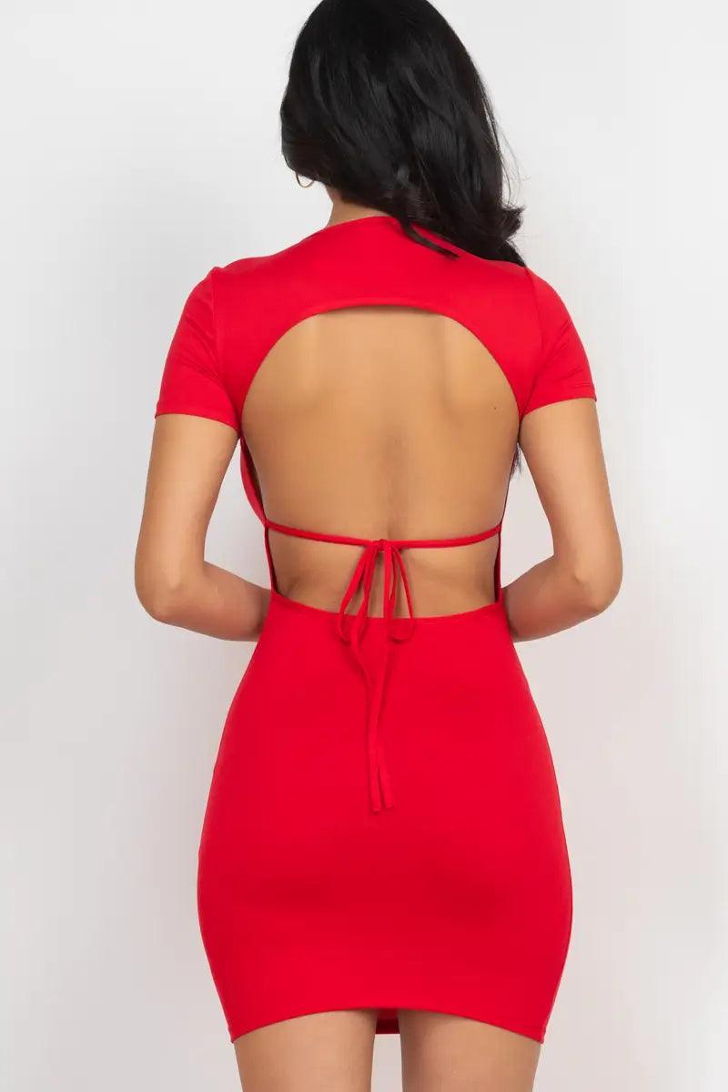Short Low-Back Red Sexy Cocktail Dress