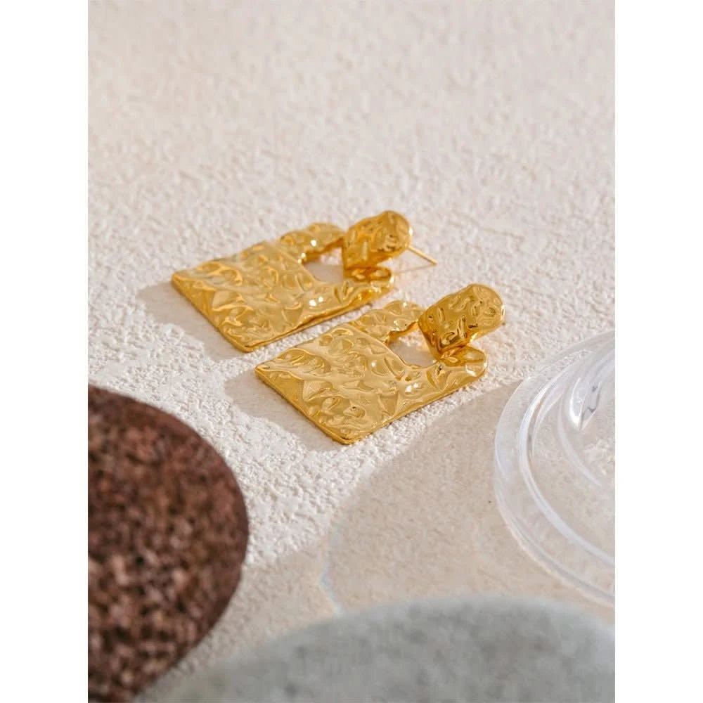 Chic Stainless Steel Hammer Drop Earrings