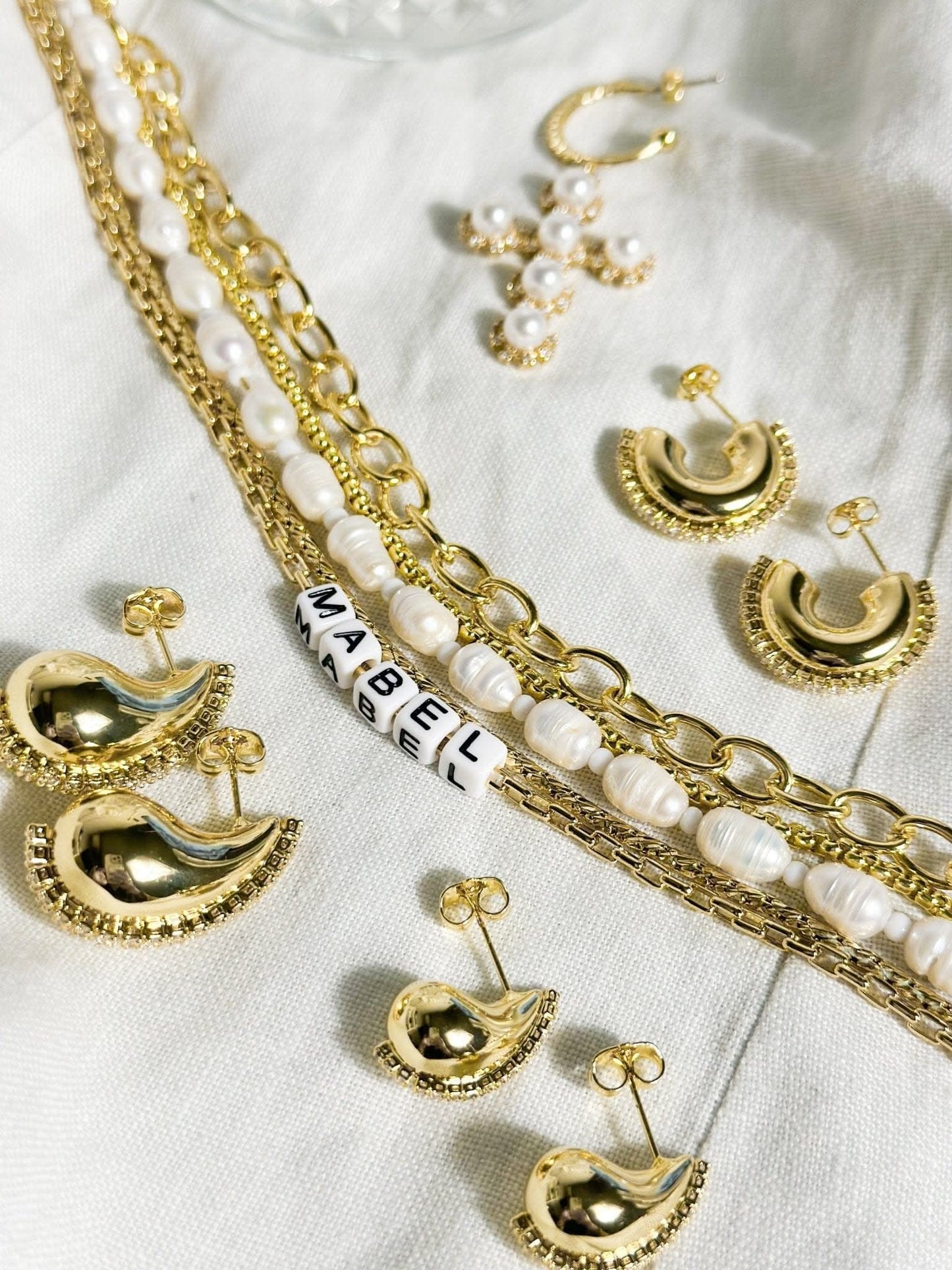 Chunky Tear drop Earrings Zircon