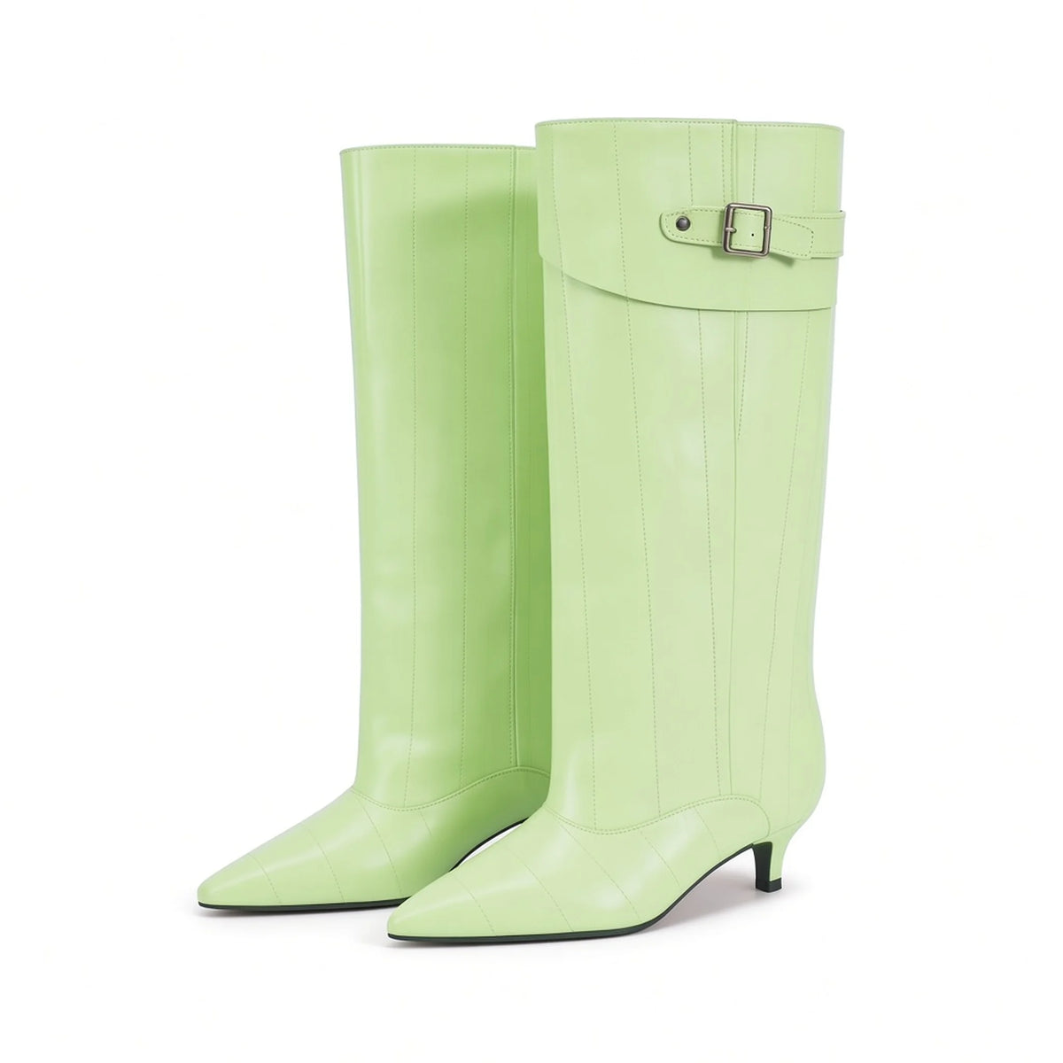 Crocodile Knee High Boots — cyan side
