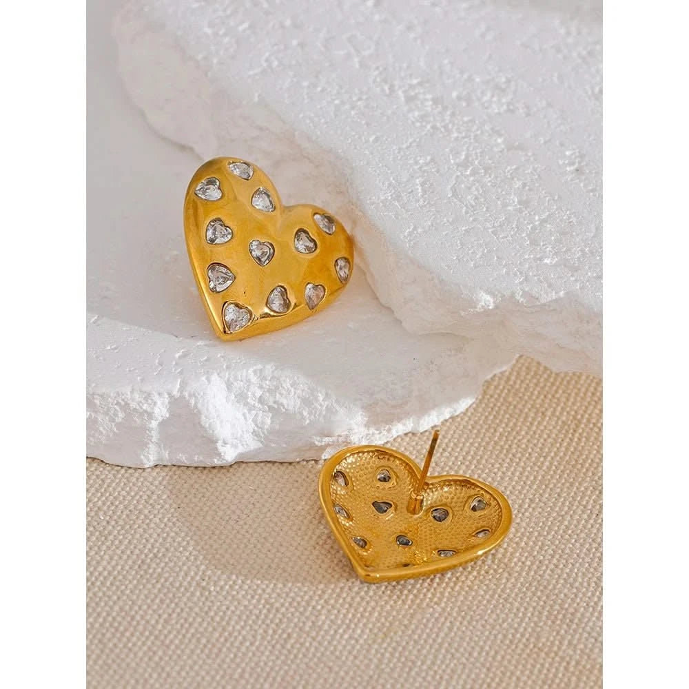 Crystal Heart Stud Earrings